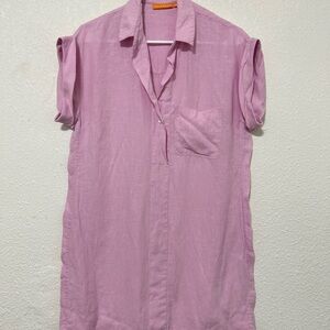 Oliphant Women's‎ Mini Shirt Dress, Lilac, Small, 100% Linen